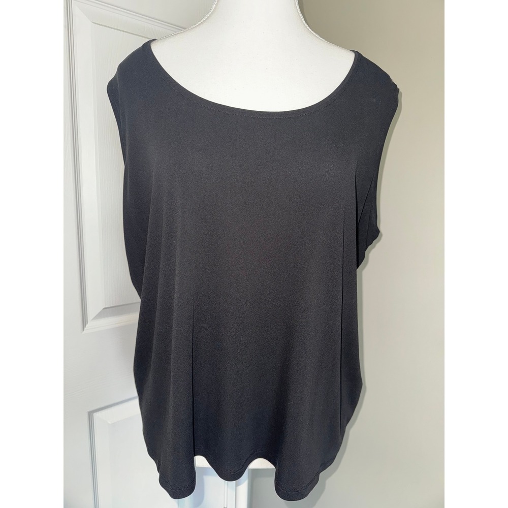 Eileen Fisher Black Tank Top Women 1X Silk Scoop Neck Sleeveless Lagonlook